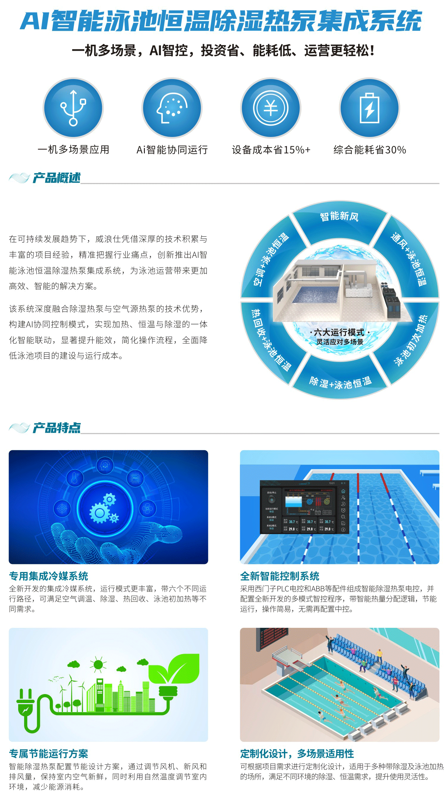 AI智能泳池恒温除湿热泵集成系统-详情介绍